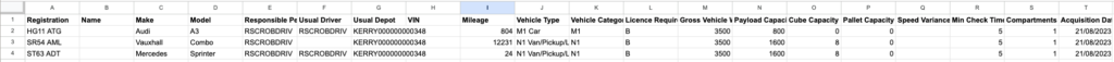 2-Spreadsheet-with-vehicle-details