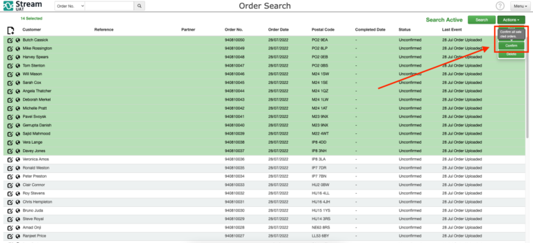Confirming Orders | Knowledge Base | Stream