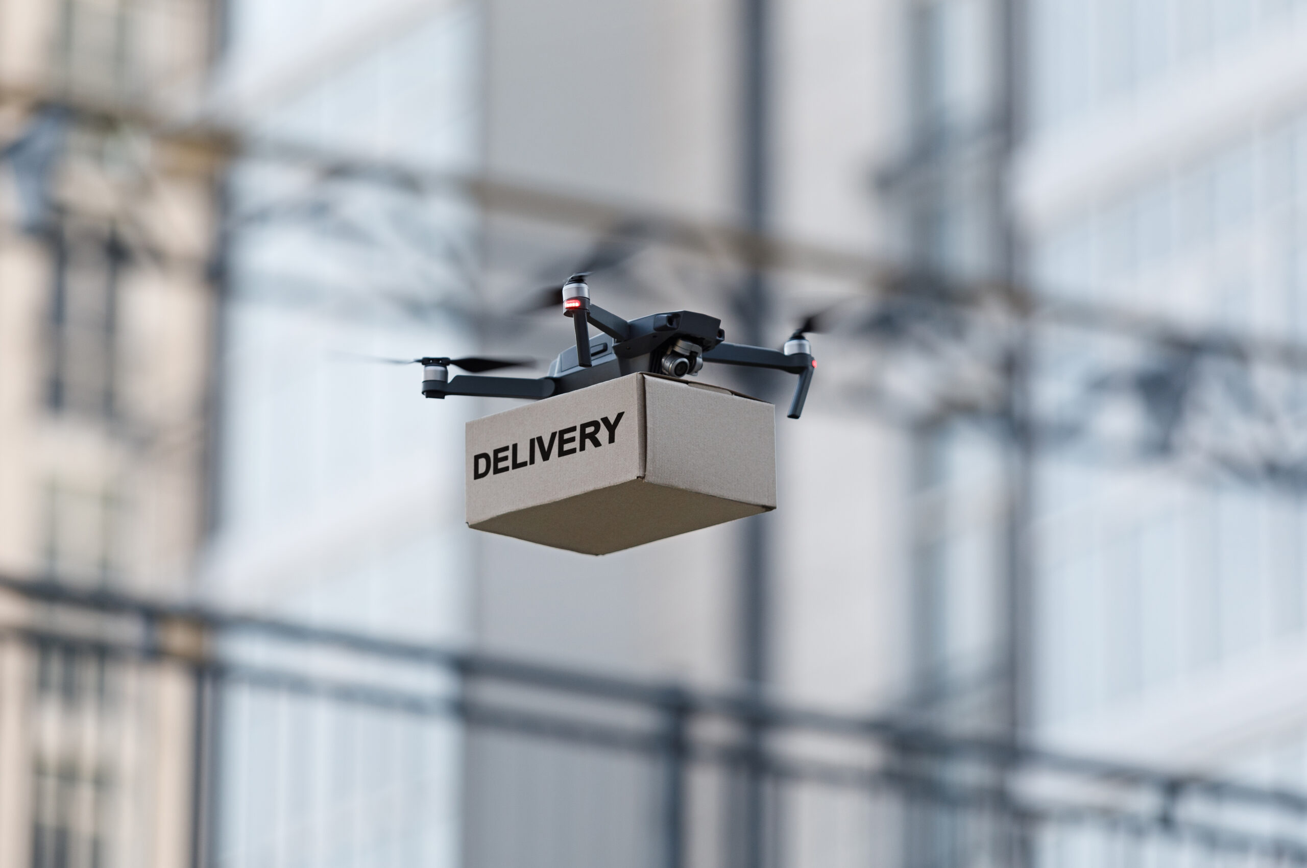 Drone delivering a parcel