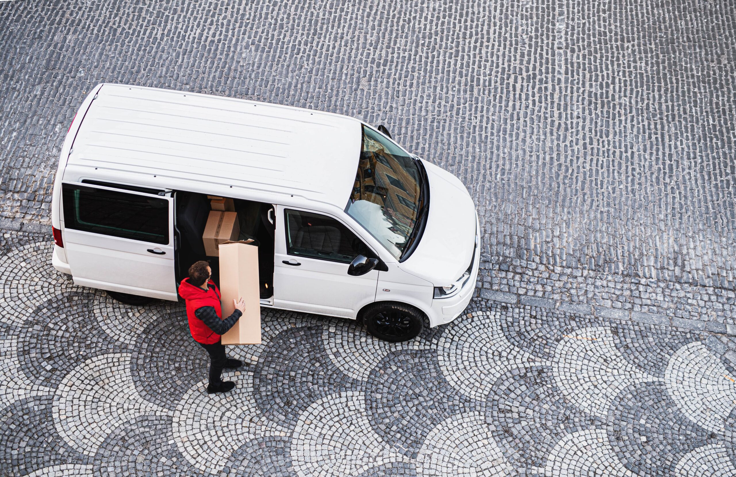 Delivery van being emptied