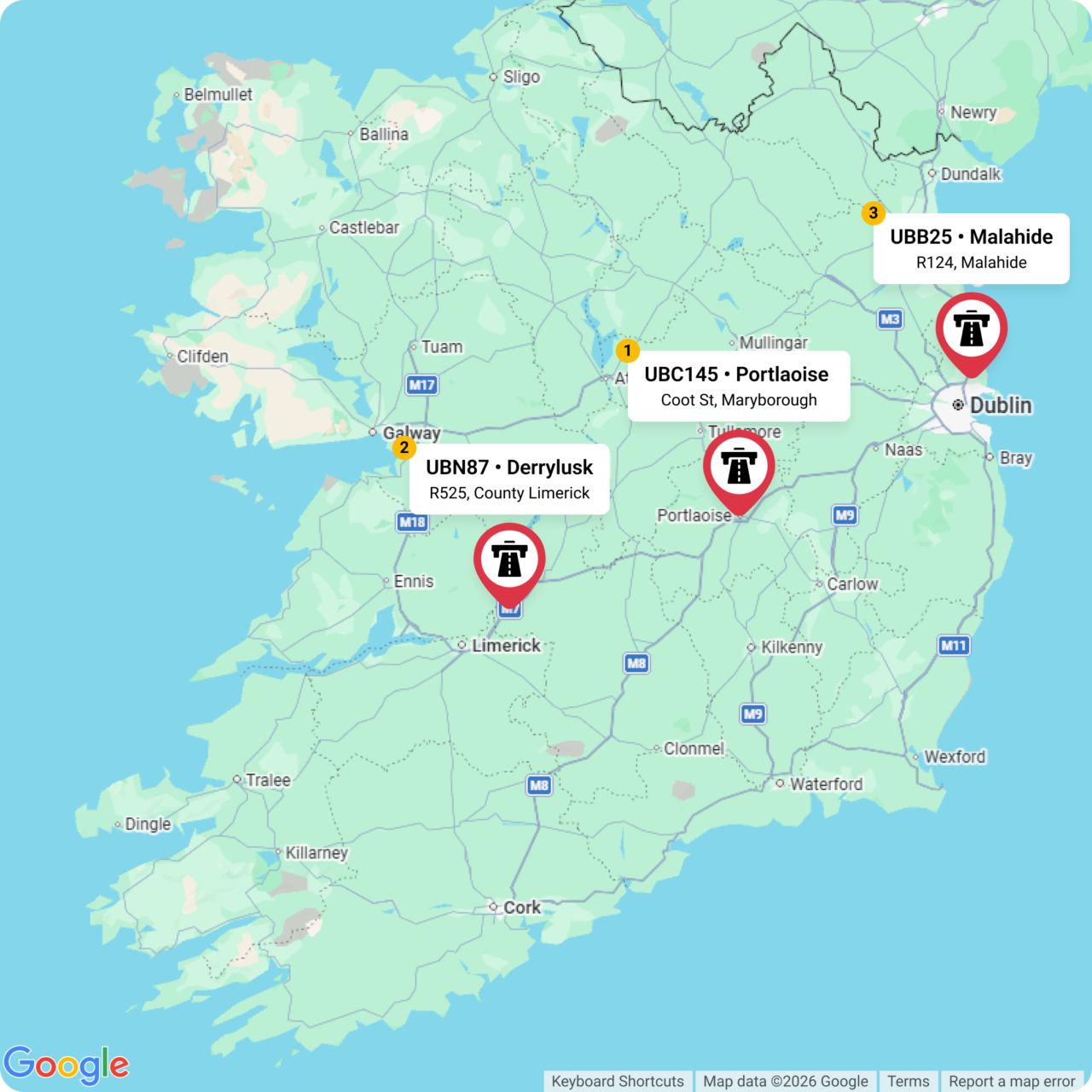 Top three bridges for bridge strikes in Ireland