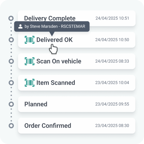 Capture delivery item barcodes in-app