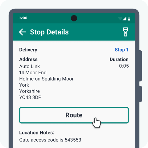 Optimised delivery routes to a driver app