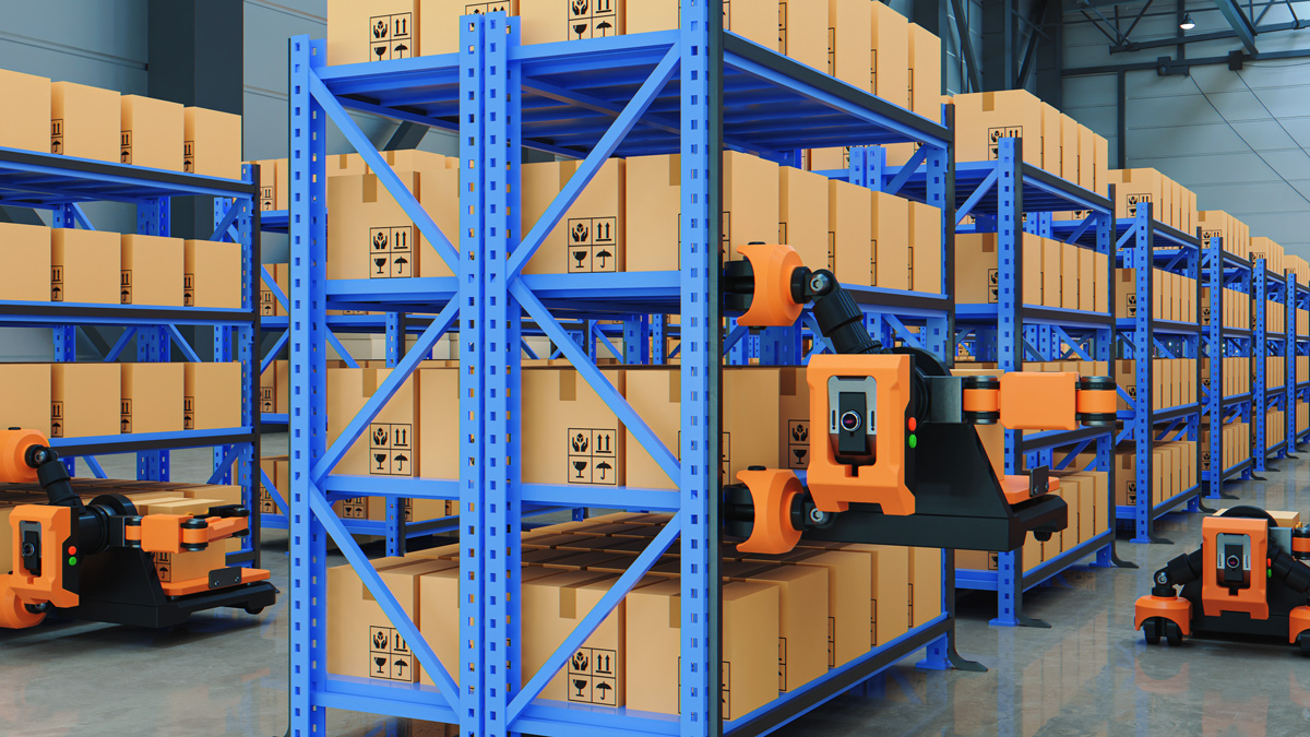 Robot-Technology-Transporting-Goods-Between-Stations-to-aid-Warehouse-Productivity