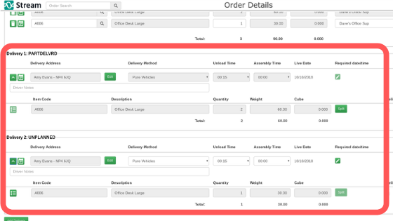 splitting line items delivery software